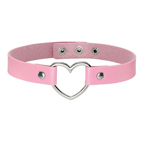 EIGSO Vintage Retro Steampunk Collar Choker Love Heart Metal PU Necklace Cool