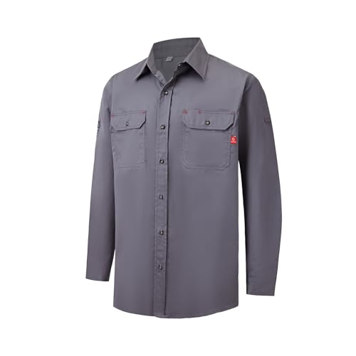 Image of Ousafeve FR Shirts for Men Hi Vis 6.5oz Flame Resistant Welding Shirts | UL Certified, Loose Fit, 100% Cotton, NFPA2112 CAT2 Arc Flash Rated, Fire Retardant Shirt for Men