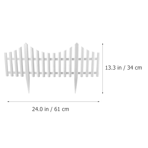 Image of DOITOOL Flexible White Picket Fence Garden Border, 5 Pcs Decorative Landscape Edging Fences, Grass Lawn Flowerbeds Plant Borders, White (Overall Length 120 Inches)