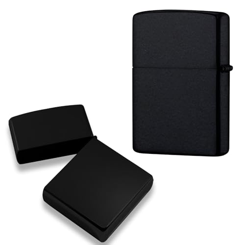 Étui Métallique pour Briquet, Couvercle pour Briquet sans Insert pour Zippo, Compatible avec Zippo, Idéal Cadeau pour Hommes Femmes Papa (Noir)