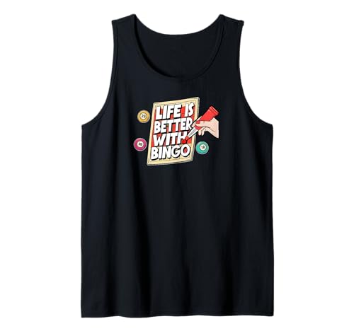 Life is Better With Bingo Funny Bingo Player Design Camiseta sin Mangas