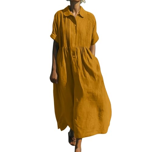 Robe chemisier d'été en coton et lin noble au tombé fluide impeccable