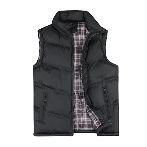 YOUTHUP Herren Steppweste Dicke Freizeit Winterweste Bodywarmer Outdoor Wärme Gilet Stehkragen, Schwarz, XL