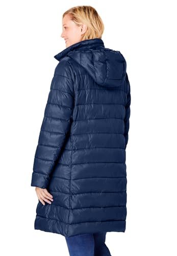 Woman Within Plus Size Long Packable Puffer Jacket2