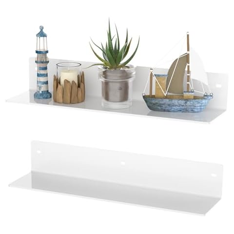 Sezanrpt 16 Inch White Acrylic Wall Shelves Cover