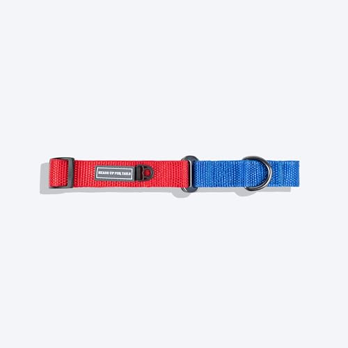 Image of HUFT Martingale Collar - Crimson Red & Cobalt Blue (L) | Durable, Stylish Adjustable Dog Belt for Puppies, Small & Medium Dogs | Perfect Collar for Walking & Everyday Use