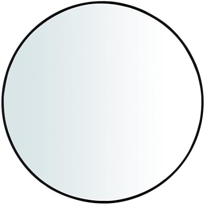 Artspire Home Round Mirror for Wall | 28" Aluminium Frame, MDF Board Backing | HD Glass Vanity & Dressing Mirror | Elegant Vanity Mirror for Living Room, Bathroom, & Fashion Boutique (Black, 70CM)