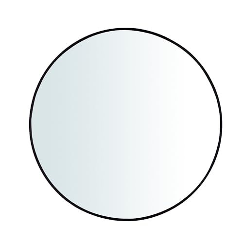 Artspire Home Round Mirror for Wall | 32" Aluminium Frame, MDF Board Backing | HD Glass Vanity & Dressing Mirror | Elegant Vanity Mirror for Living Room, Bathroom, & Fashion Boutique (Black, 80CM)
