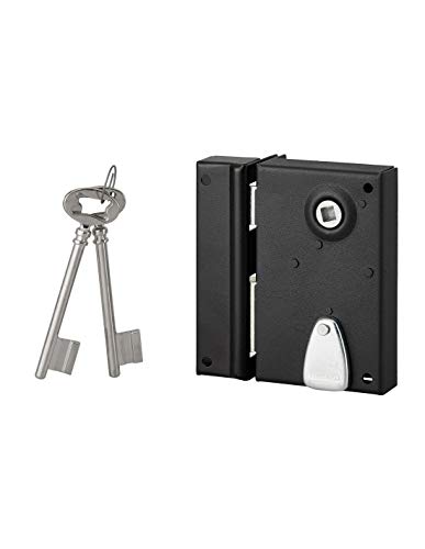 Serrure verticale en applique noir clé fouillot carré 7mm axe 40 - 4