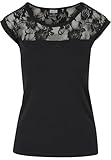 Urban Classics Camiseta para mujer Top Laces, Camiseta Mujer, Negro, L