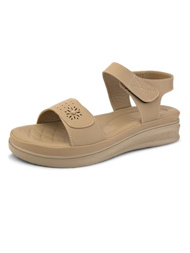 Image of XE Looks Women's Comfort Sandal with Perforated Strap & Adjustable Back Closure