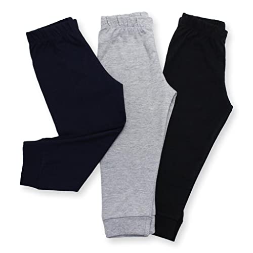 Kit 3 Calças Infantis de Malha - Azul Marinho, Cinza e Preto Tamanho:2;Cor:Preto