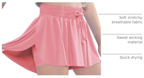 Image of Girls Butterfly Shorts Athletic Flowy Cheer Dance Skorts Teen | Gymnastics Tennis Skirts Running Tween Flutter Sports Workout Youth 2 in 1 Gym Preppy Clothes Tumbling Outfis Kids 6-14Y