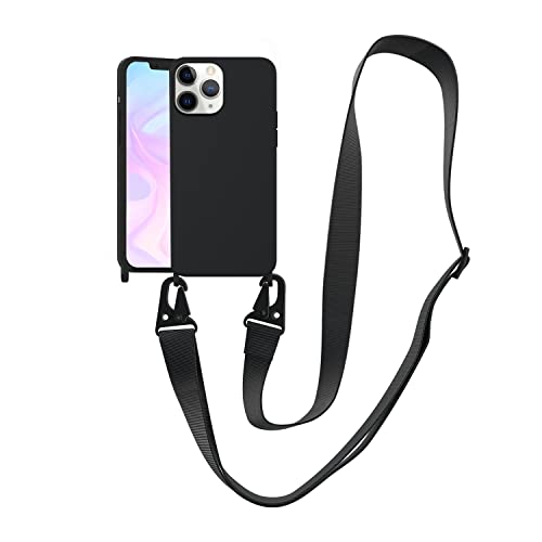 Image of Compatible with iPhone 11 Pro Case with Lanyard Crossbody iPhone Case with Strap Adjustable Shockproof Drop Protection Silicone Phone Cover for iPhone 11 Pro 5.8'' Black