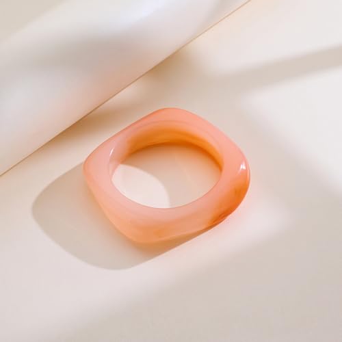 WOWORAMA Colorful Resin Acrylic Bangle Bracelets for Women Geometric Chunky Mottled Acetate Resin Bangles Wide Acrylic Plastic Bracelets Statement Jewelry