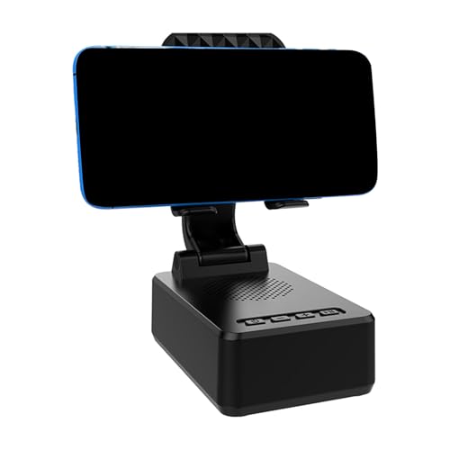 JINQIGG Soporte ajustable para teléfono con altavoz, base antideslizante, sonido envolvente para el hogar, escritorio al aire libre, soporte plegable giratorio para escritorio con