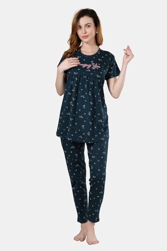 Image of Fabme Womens Cotton Pre and Post Pregnancy Maternity Top and Pyjama Set