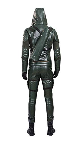 O-O Cosplay Mens Pu Leather Battle Suit Halloween Cosplay Costume Full Set (Man-L, Green) #TOP1