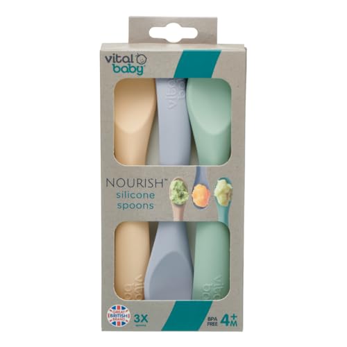 Vital Baby Nourish Silicone Spoons - Super Soft Silicone, Pastel Mix - Image 3