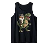 Pastor Australiano Montando Un T-Rex Camiseta sin Mangas