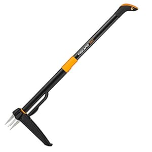 Fiskars Unkrautstecher, Länge: 1 m, Rostfreie Stahl-Arme/Kunststoff-Griff, Schwarz/Orange, Xact, 1020126