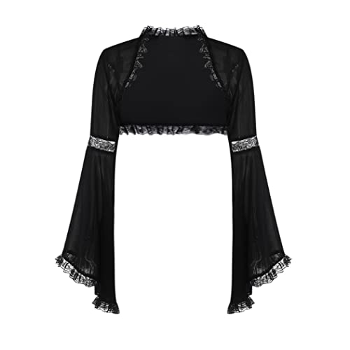 Image of Bolero Shrug Top Trad Goth Black Shawls and Wraps for Evening Dresses Short Cardigan