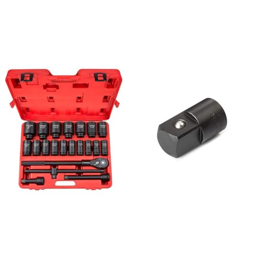 TEKTON 22-Piece 3/4' Drive Deep Impact Socket Set with 1/2' to 3/4' Impact Adapter