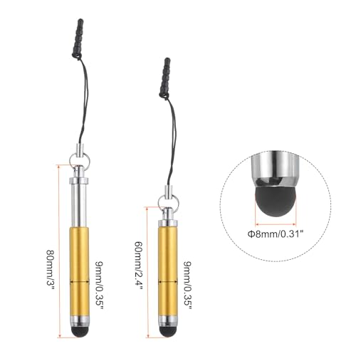 MECCANIXITY 5pcs Metallic Stylus Pen Retractable Aluminum Alloy Mini Capacitive Pens for Universal All Touch Screen Devices, Yellow