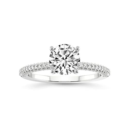 FRIENDLY DIAMONDS Lab Grown Diamond Ring For Women IGI Certified | 1-5 Carat Grace Micro Pave Eternity Diamond Ring | 14K Or 18K White, Yellow Or Rose Gold | FG-VS Quality