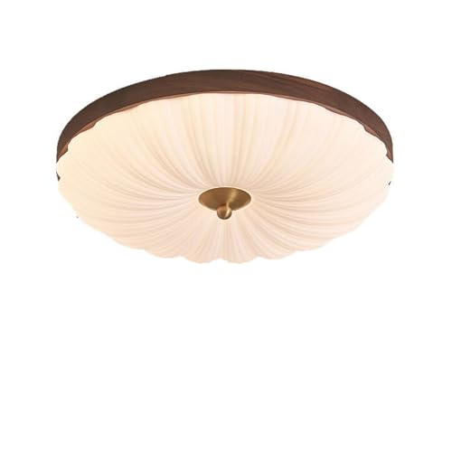 Lámpara de techo LED redonda empotrada estilo granja vintage de madera, luces de techo con pantalla acrílica, lámpara de techo moderna de mediados de siglo para cocina, dormitorio, araña para sala de