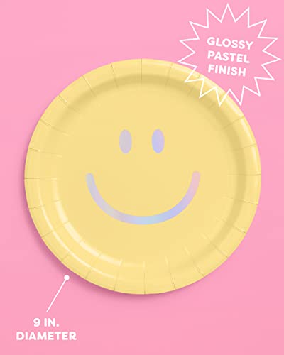 Xo, Fetti Smiley Paper Plates - 24 Pk, 9" | Happy Pastel Birthday Party Decorations, Cute Bachelorette Party, Cool Cake Plates #TOP4