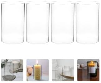 Clear Holder Open Ended Glass Candle Holder Tube Shade Sleeve 4Pcs Glass Candle Tube Shade Tea Light Open Flame Chimney Covers for Wedding Party Decor Cover - Image 6