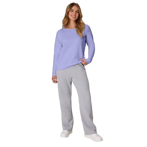 Hanes EcoSmart V-Notch Crewneck, Fleece Pullover Sweatshirt for Women, Peri Blue, Peri Blue, L