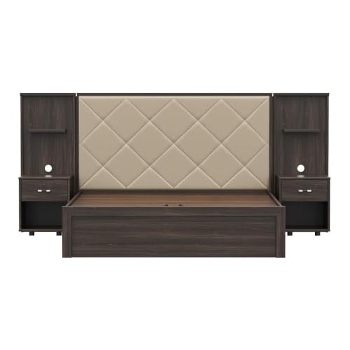 Image of Wakefit Bed | 3 Yr Warranty | Bed Queen Size,Hydraulic Storage,Beige Fabric Cushioned Upholstery Headboard,Density:680-750kg /m,Termite & Borer Resistant,Fits Mattresses Up to 8 inches(Noctis78x60-WM)