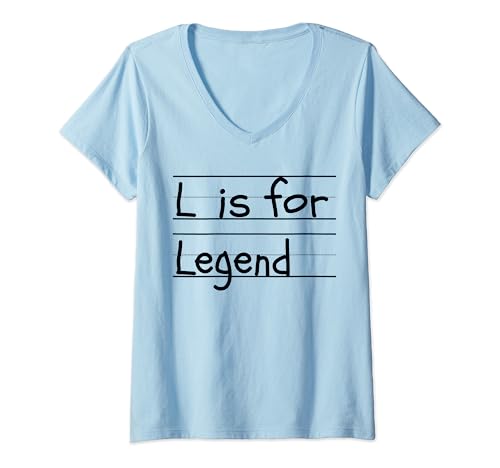 Donna Personalizzato L è per leggenda Nome Studente Kindergarten Maglietta con Collo a V