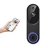 1080p Wireless Doorbell Camera Without Receiver, AI Human Detection, 2-Way Audio, Night Vision, Cloud Storage (Sold Separately), Real-Time Alerts, Battery-Powered, 2.4Ghz Wi-Fi Olny (Black)