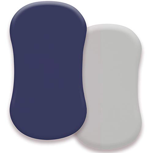 Image of AMROSE Heavenly Soft Microfiber Bassinet Sheets, Compatible with Halo Bassinest Swivel Sleeper, 2 Pack Baby Sheet Set for Boys Girls, Gray & Navy Blue