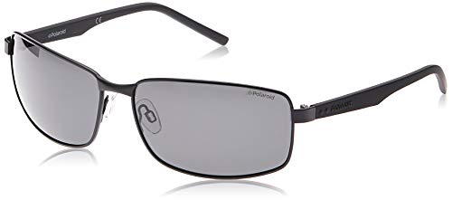 Polaroid Sunglasses Men's PLD2045/S Polarized Rectangular Sunglasses, Black, 63 mm