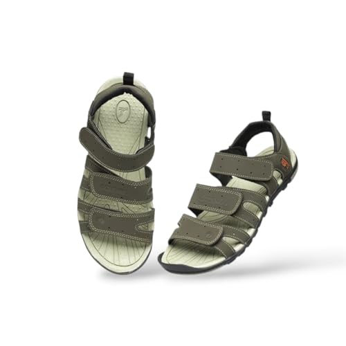 Image of ODYSSIA Tuff Sports Sandals, Green, Triple Strap Design, Size 6-12, T5501
