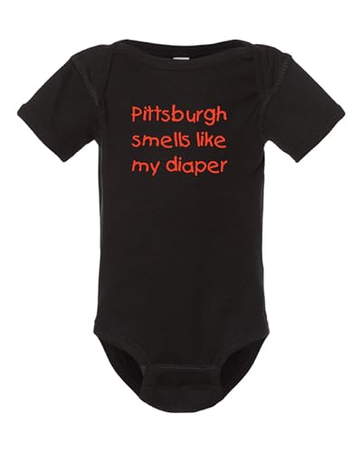 Image of Pittsburgh Smells Like My Diaper Bengals Fan Baby Bodysuit - Black