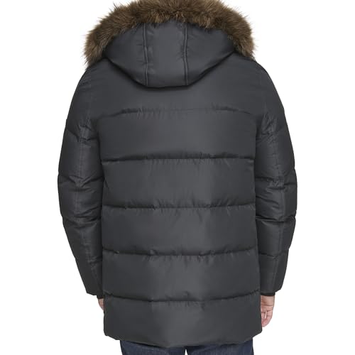 Image of Andrew Marc Men's Gattica Down Parka Jacket With Removable Faux Fur Trimmed Hood and Bib