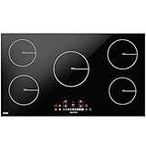 Baridi 90cm Built-In Induction Hob with 5 Cooking Zones, 9300W, Boost Function, 9 Power Levels, Slider Touch Control, Hardwired - DH180