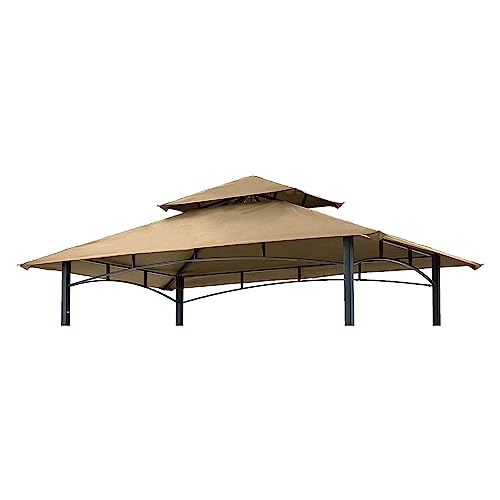Grill Gazebo Replacement Canopy Roof – Gafrem 5×8 Outdoor BBQ Gazebo Roof Top Double Tiered Grill Shelter Cover Only Fit for Model L-GG001PST-F (Khaki)