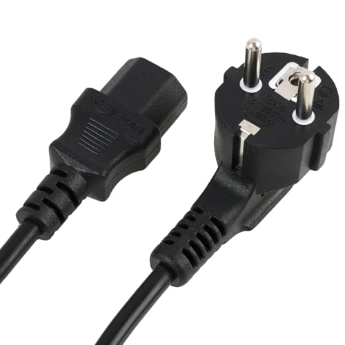 Câble d'alimentation PC 1,5 m, Câble Alimentation Écran PC et TV, Cordons Secteur C13 avec Fiche Type F, Adapté pour Ordinateur, Imprimante, Moniteur,...