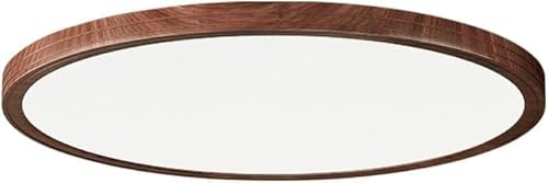 LZHUYE LED Flush Mount Ceiling Light, Dark Wood Grain Flush Mount Ceiling Lighting Fixtures, 3-Color Dimming Ultra-Thin Round Ceiling Lamp with Remote Control for Hallway Lighting Fixtures(50cm)