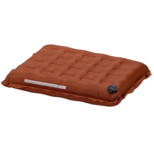 Gettimore Almohadilla inflable de 7 cm de grosor, ligera, portátil, para exteriores, con tira reflectante, cojín duradero para silla de viaje, color marrón