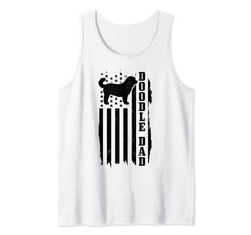 Hombre Doodle Dad Bandera Americana Vintage Patriótico Perro Goldendoodle Camiseta sin Mangas