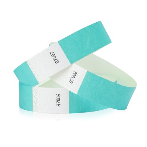 200 WristCo Aqua Tyvek Wristbands for Events - Comfortable Tear Resistant Paper Bracelets ID Wrist Bands for Concerts Festivals Admission Party Identification