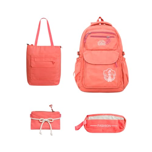 Kit Mochila Escolar Juvenil 4 Peças para Escola Trabalho Viagem (salmão)