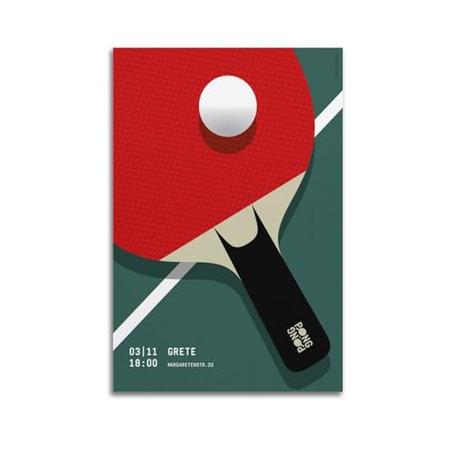 hjkhjt Sportposter, Tischtennis-Paddel und Ball-Poster, Wandkunst, Leinwand, ästhetische Abdeckung, Gemälde für Wohnzimmer, Schlafzimmer, 20 x 30 cm, ungerahmter Stil